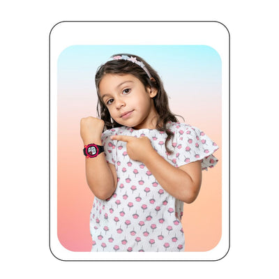 Spiky Fun Digital Watch for Kids with Cute Animal Bear - Black-Red