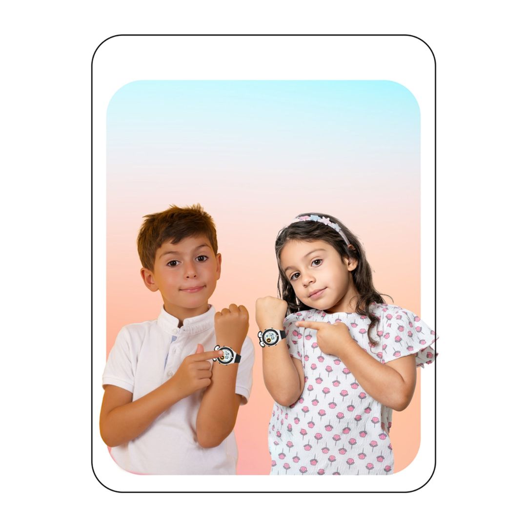 Spiky Fun Digital Watch for Kids with Cute Animal Dog - Black-White