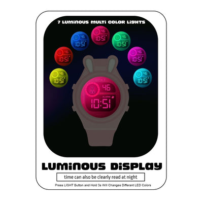 Spiky Fun Digital Watch for Kids with Cute Animal Rabbit - Pink