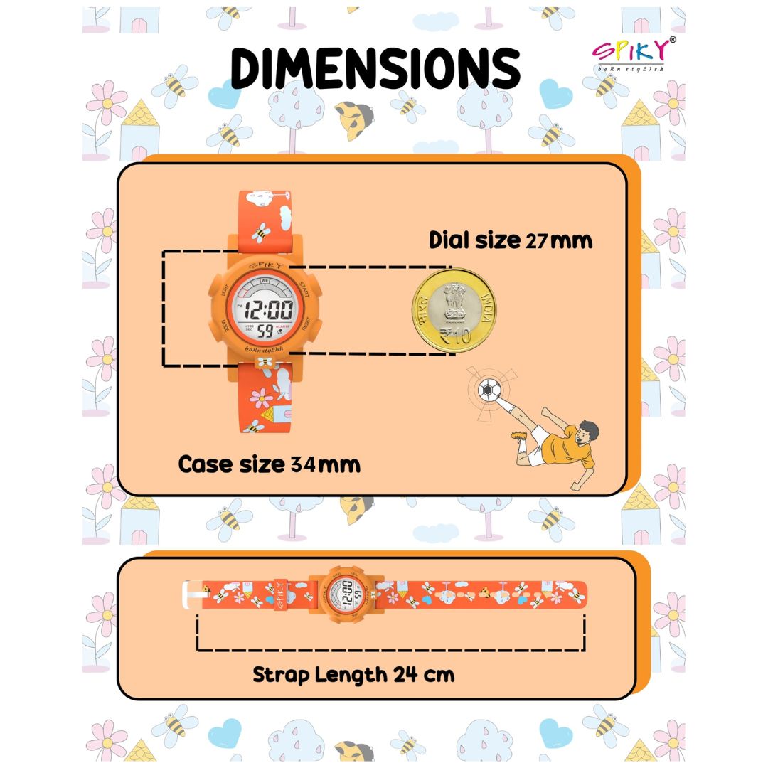 Spiky: Multi-functional Digital Sports Watch for Kids - Orange