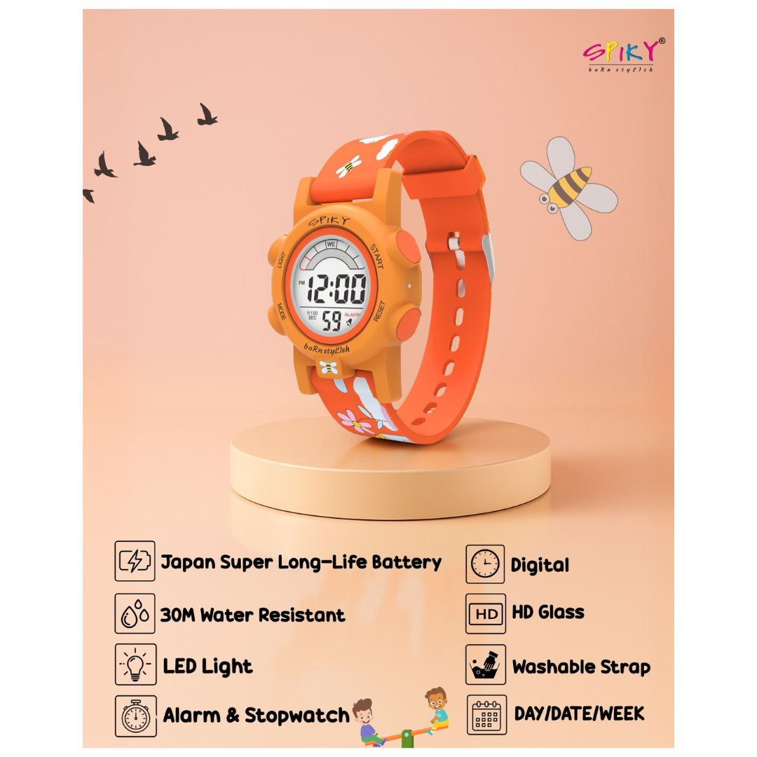 Spiky: Multi-functional Digital Sports Watch for Kids - Orange