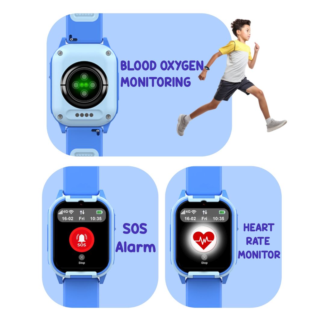 Spiky New Gnome - Blue 4G Video Calling Smartwatch for Kids with Multi UI