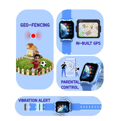 Spiky New Gnome - Blue 4G Video Calling Smartwatch for Kids with Multi UI