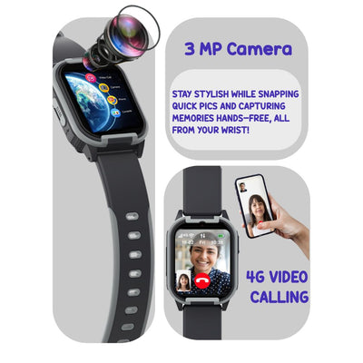 Spiky New Gnome - Black 4G Video Calling Smartwatch for Kids with Multi UI