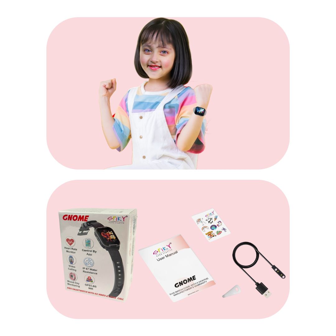 Spiky New Gnome - Pink 4G Video Calling Smartwatch for Kids with Multi UI