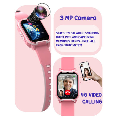 Spiky New Gnome - Pink 4G Video Calling Smartwatch for Kids with Multi UI