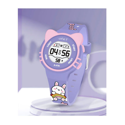 Spiky: Round Cat Shaped Sports Digital Watch - Purple