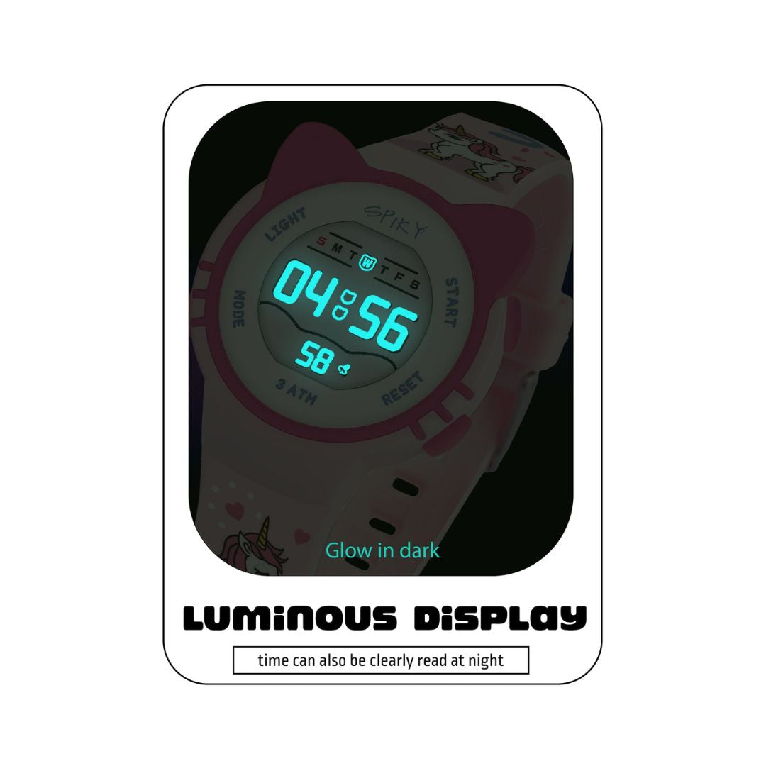 Spiky: Round Cat Shaped Sports Digital Watch - Pink