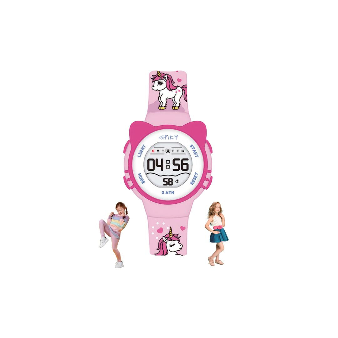 Spiky: Round Cat Shaped Sports Digital Watch - Pink