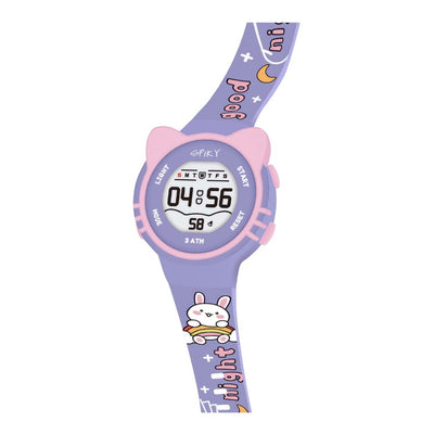 Spiky: Round Cat Shaped Sports Digital Watch - Purple