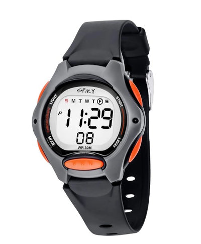 Spiky Round Digital Kids Sports Watch - Black