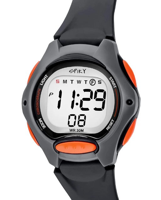 Spiky Round Digital Kids Sports Watch - Black