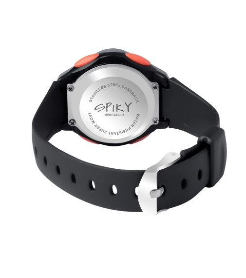 Spiky Round Digital Kids Sports Watch - Black