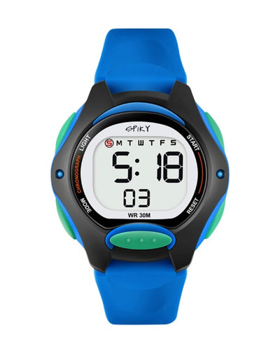 Spiky Round Digital Kids Sports Watch - Blue