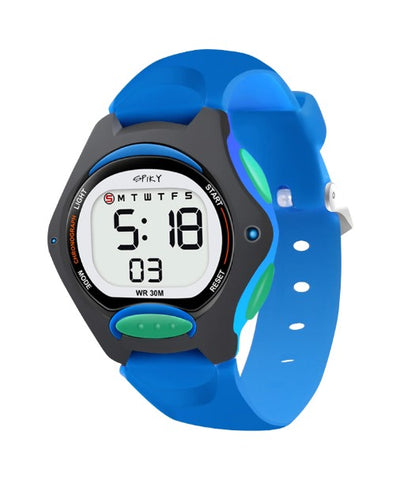 Spiky Round Digital Kids Sports Watch - Blue