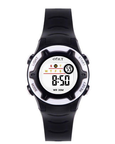 Spiky Round Digital Sports Watch - Black