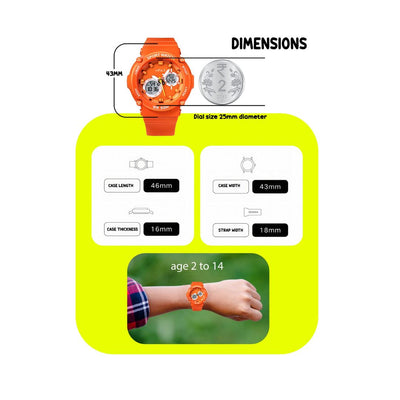 Spiky Round Multifunctional Digital Sports Watch - Orange