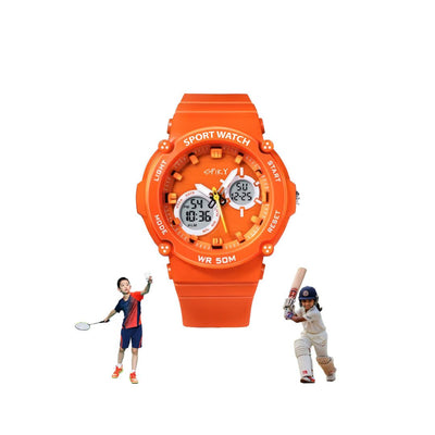 Spiky Round Multifunctional Digital Sports Watch - Orange