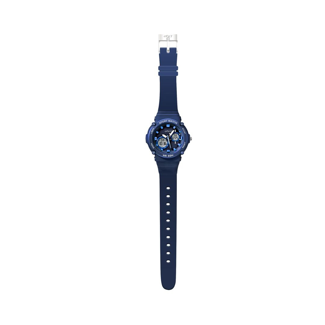 Spiky Round Multifunctional Digital Sports Watch - Blue