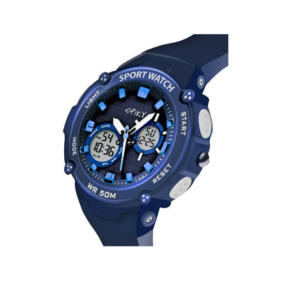 Spiky Round Multifunctional Digital Sports Watch - Blue