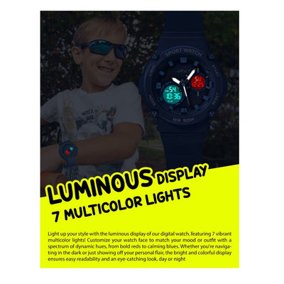 Spiky Round Multifunctional Digital Sports Watch - Blue