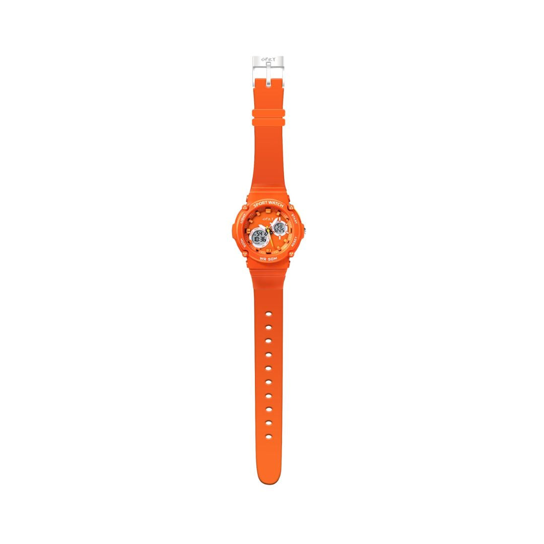 Spiky Round Multifunctional Digital Sports Watch - Orange