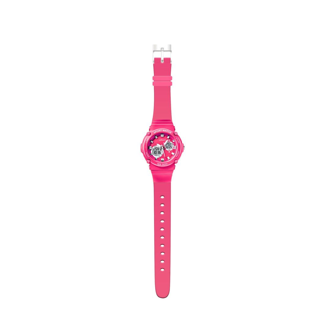 Spiky Round Multifunctional Digital Sports Watch - Pink