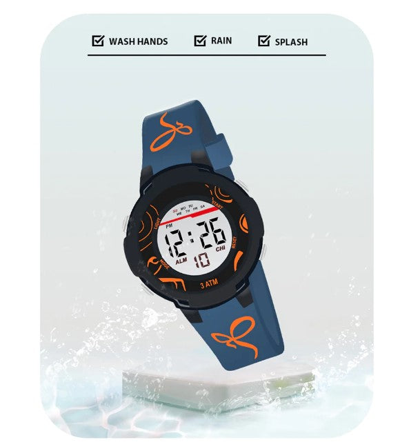 Spiky Sports Printed Strap Digital Watch - Black