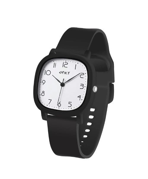 Spiky Square Analog Watch - Black