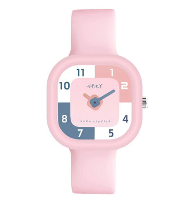 Spiky Square Analog Watch For Kids - Pink