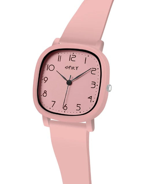 Spiky Square Analog Watch - Pink