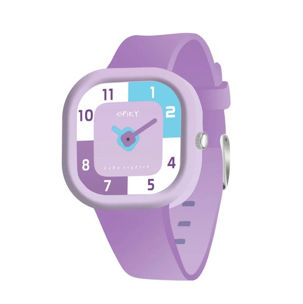 Spiky Square Analog Watch For Kids - Purple