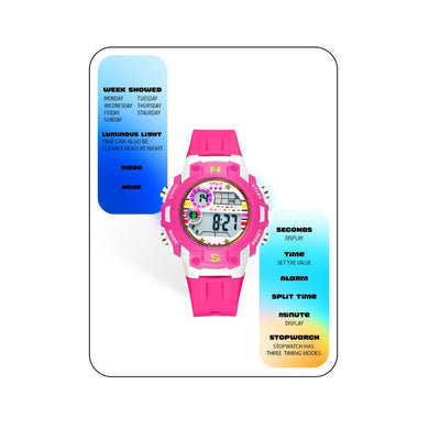 Spiky: Unique Round Digital Sports Watch - Pink