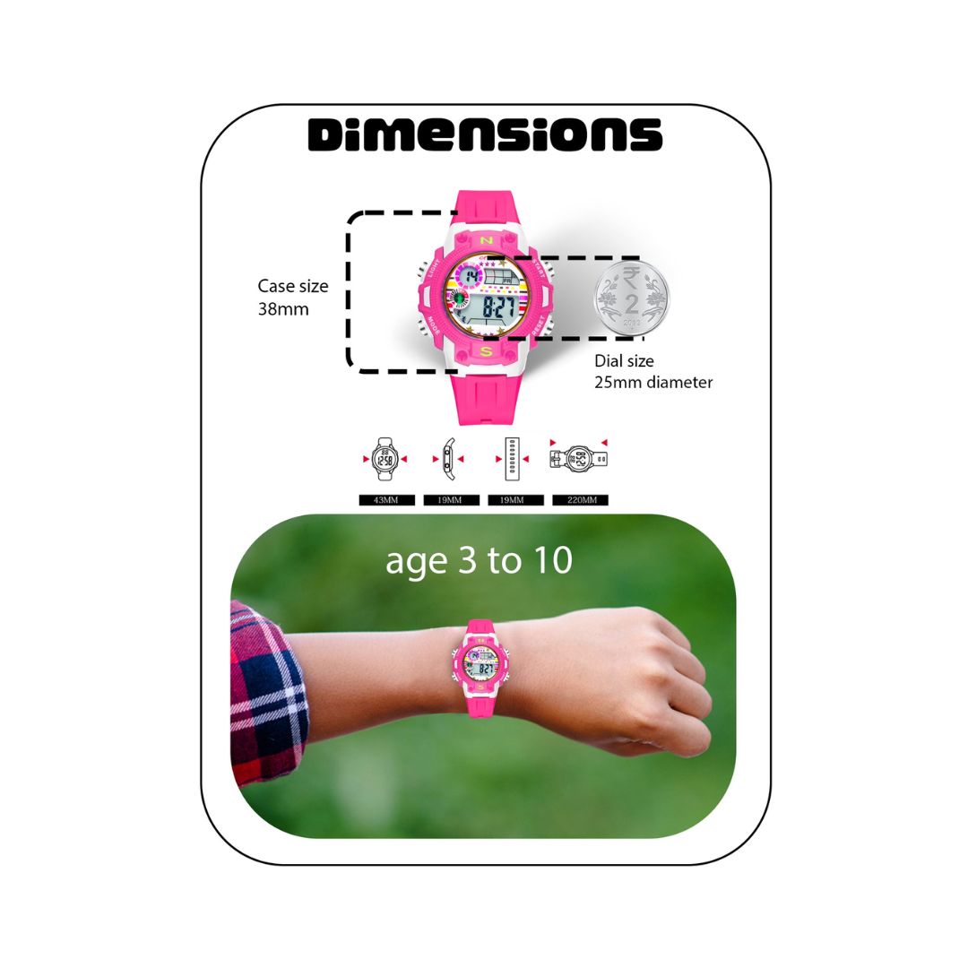 Spiky: Unique Round Digital Sports Watch - Pink