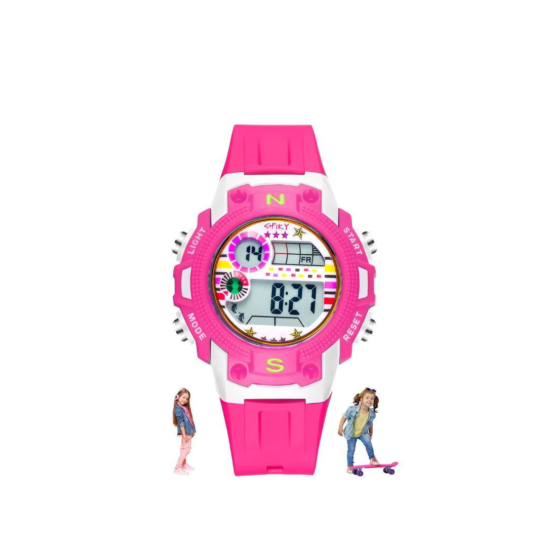 Spiky: Unique Round Digital Sports Watch - Pink