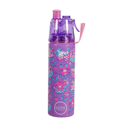 Swen Insulated Stainless Steel Kitty Theme Mist Bottle, Purple - 490 Ml