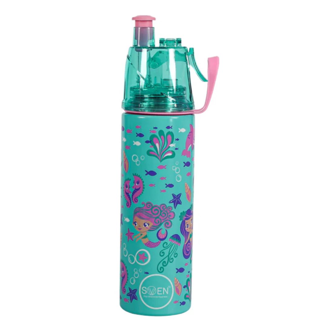 Swen Insulated Stainless Steel Mermaid Theme Mist Bottle Sea Green - 490 Ml