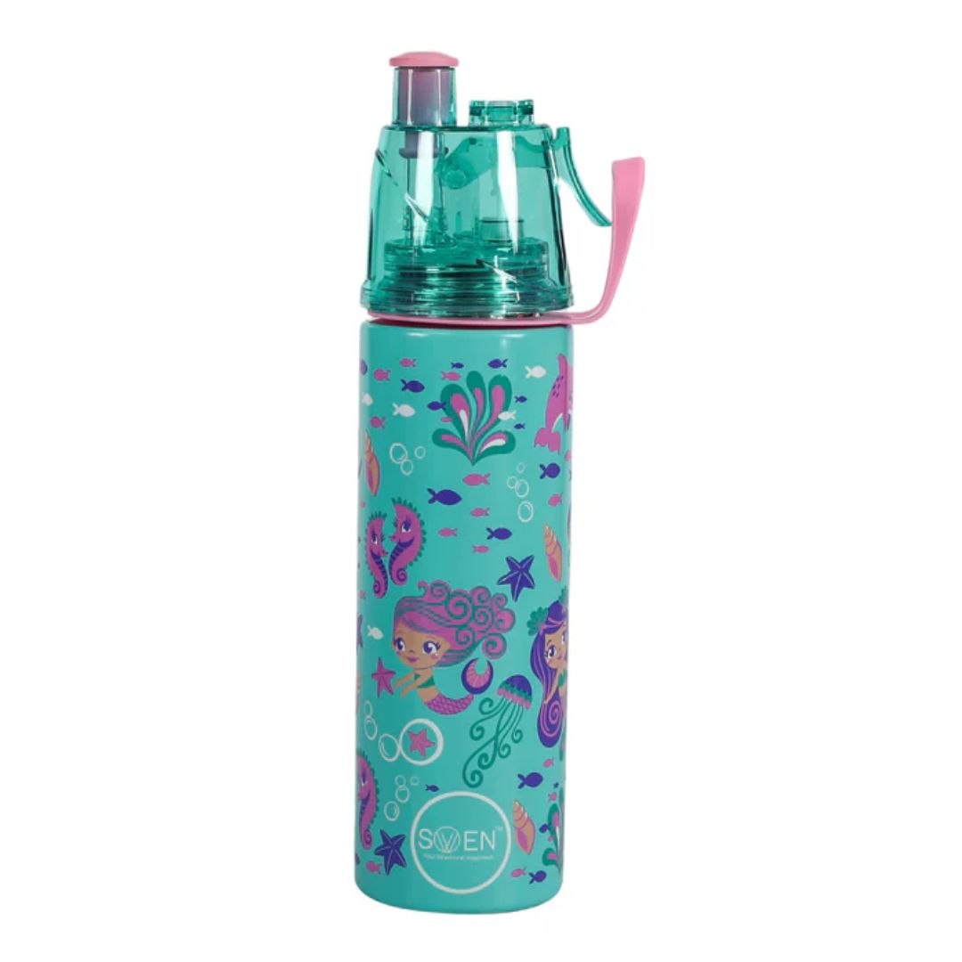 Swen Insulated Stainless Steel Mermaid Theme Mist Bottle Sea Green - 490 Ml