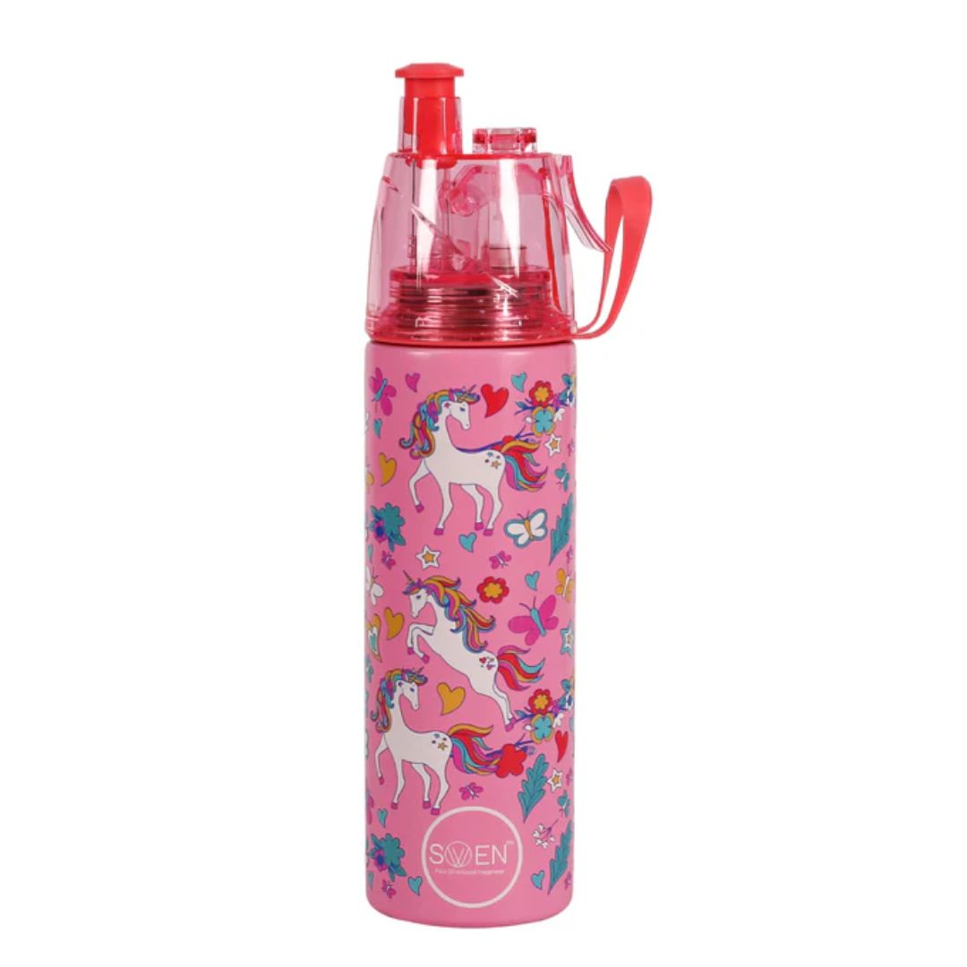 Swen Insulated Stainless Steel Unicorn Theme Mist Bottle Pink 490 Ml
