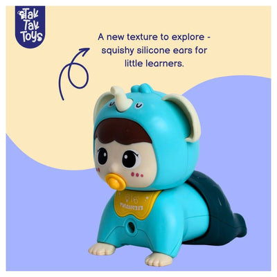 Tak Tak Toys: CrawlPal - Crawling Toy with Lights & Sound - Blue