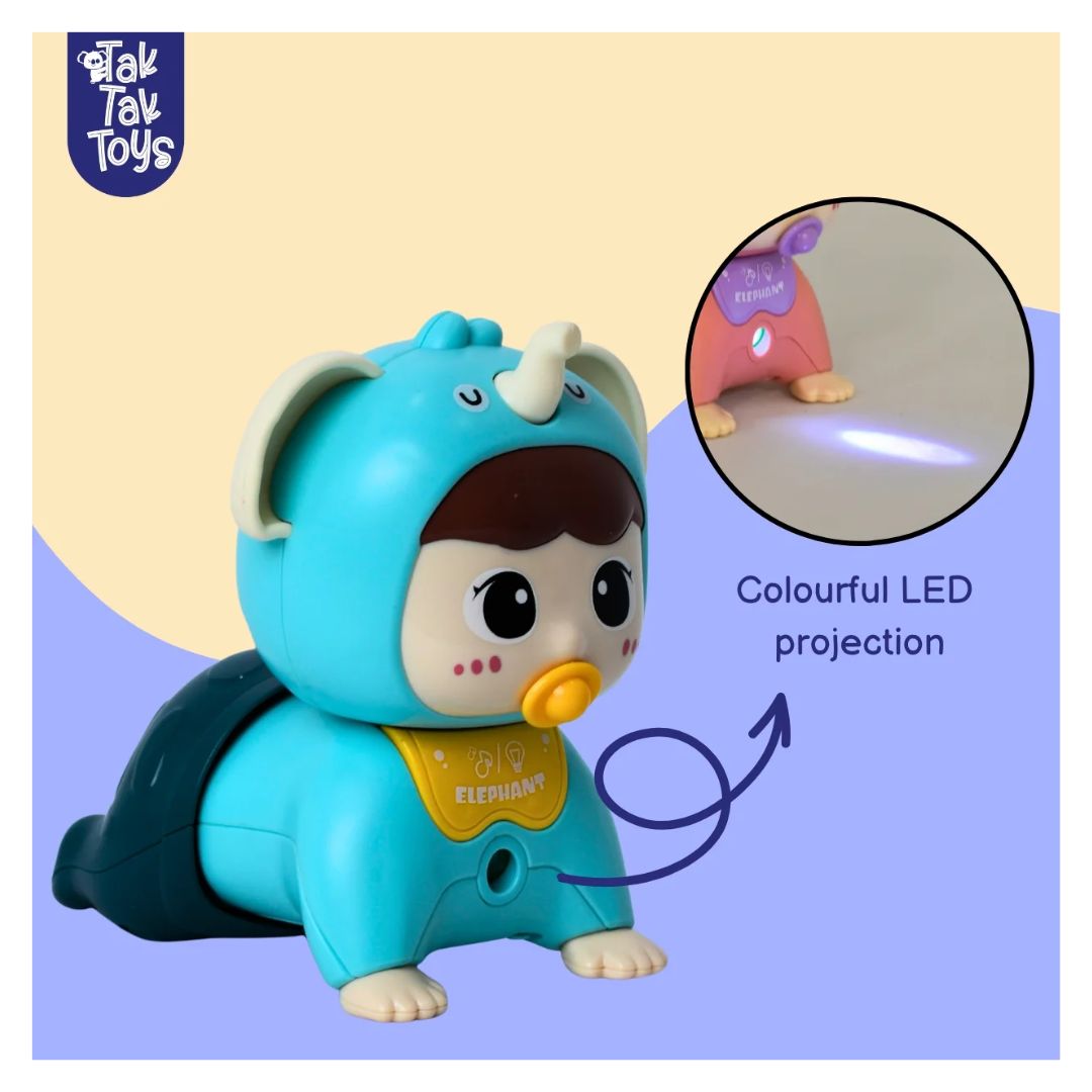 Tak Tak Toys: CrawlPal - Crawling Toy with Lights & Sound - Blue