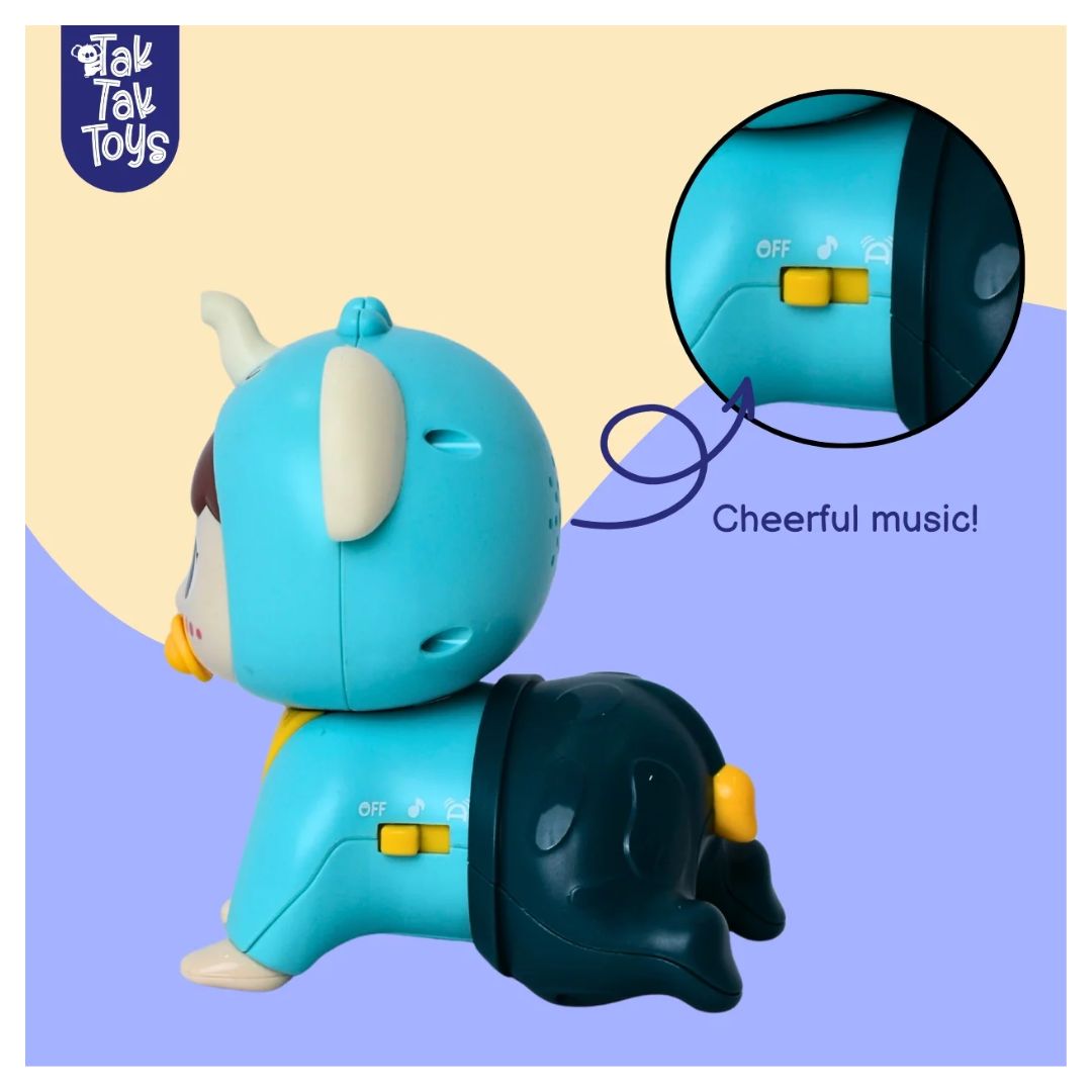 Tak Tak Toys: CrawlPal - Crawling Toy with Lights & Sound - Blue