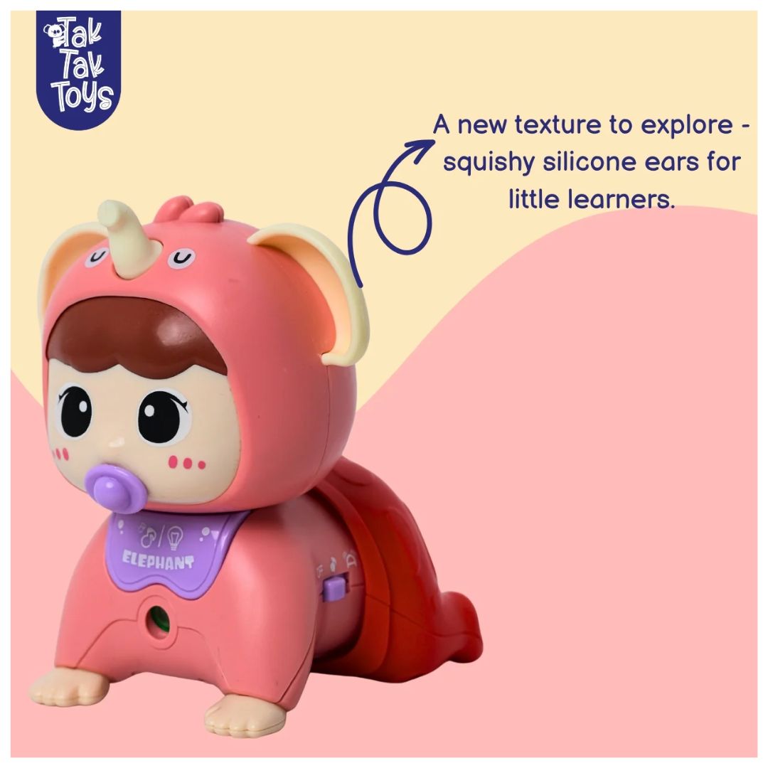 Tak Tak Toys: CrawlPal - Crawling Toy with Lights & Sound - Pink