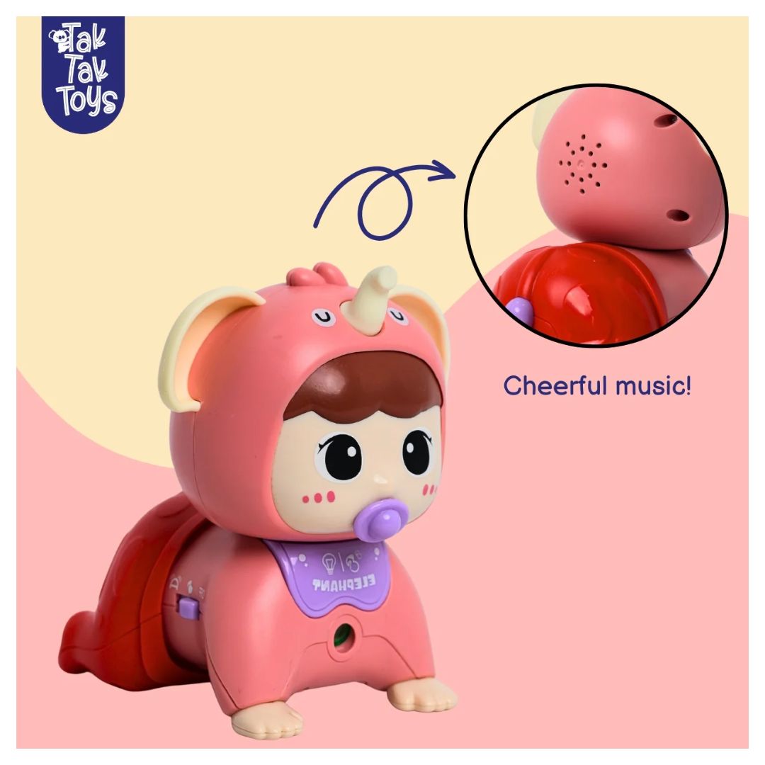 Tak Tak Toys: CrawlPal - Crawling Toy with Lights & Sound - Pink
