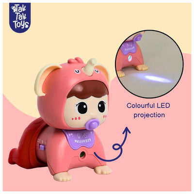 Tak Tak Toys: CrawlPal - Crawling Toy with Lights & Sound - Pink