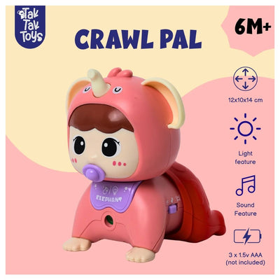Tak Tak Toys: CrawlPal - Crawling Toy with Lights & Sound - Pink