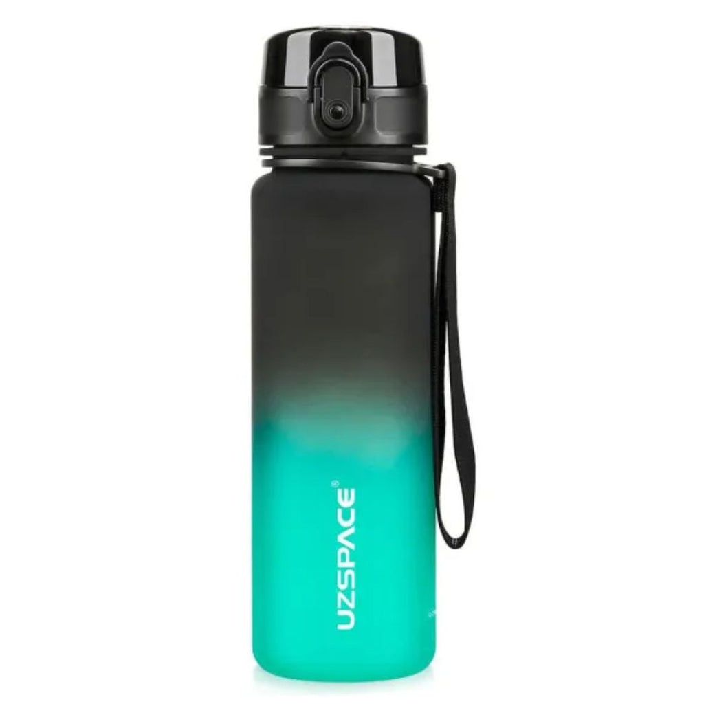UZSPACE: Frosted Tritan Sport Plastic Water Bottle With Time Maker 1000ML - Black & Green