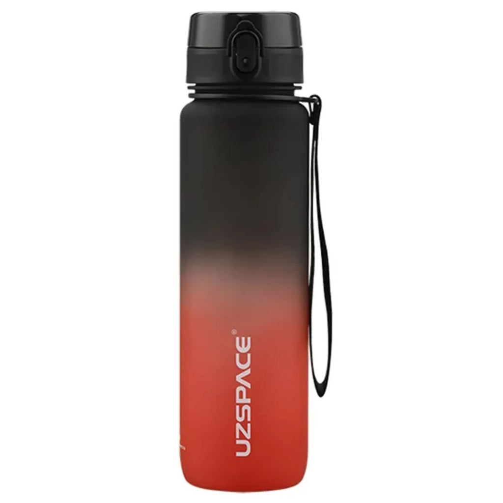 UZSPACE: Frosted Tritan Sport Plastic Water Bottle With Time Maker 1000ML - Black & Red
