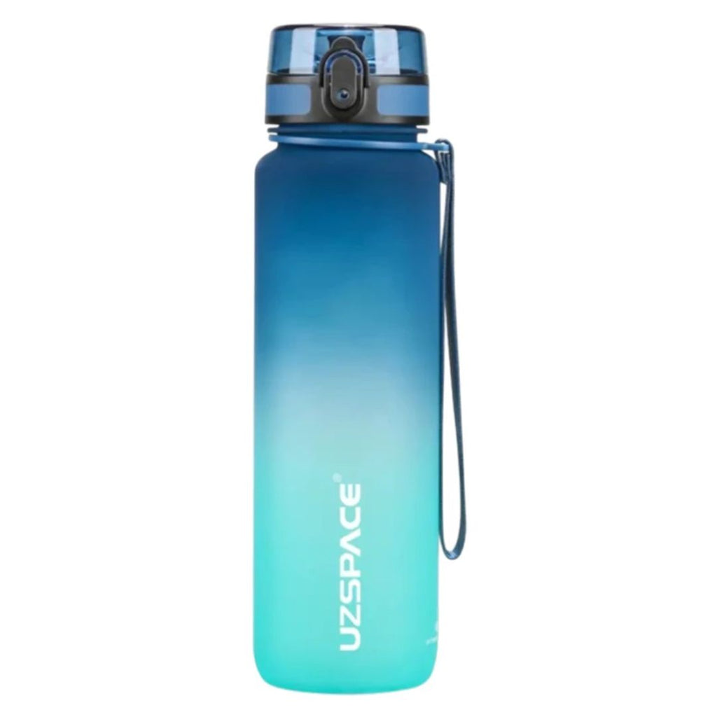 UZSPACE: Frosted Tritan Sport Plastic Water Bottle With Time Maker 1000ML - Blue & Green
