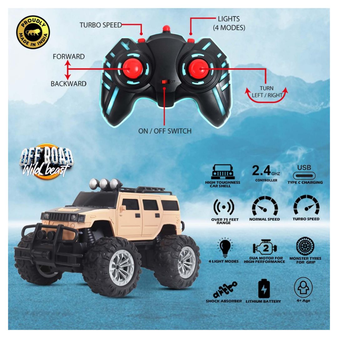 Veva Toys Off Road Wild Beast RC Car - Beige